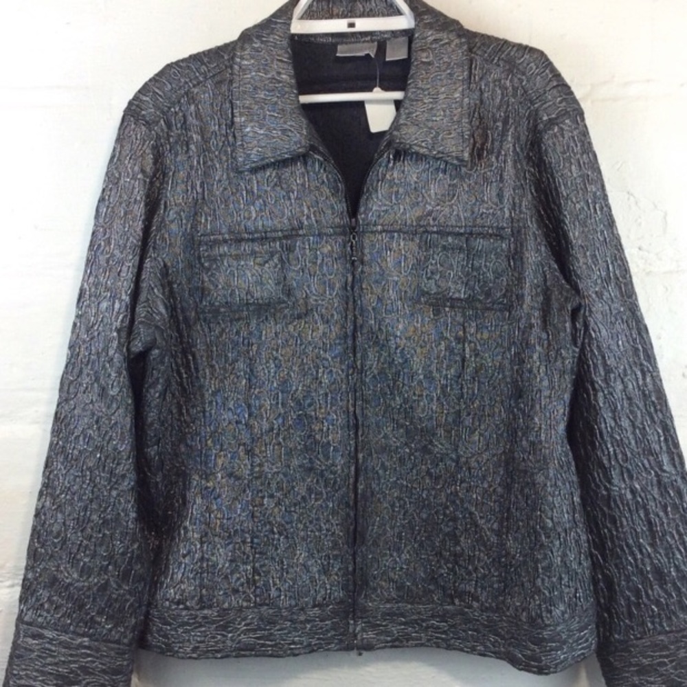 Chico’s Silver Full Zip Jacket Size 2